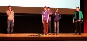 students on stage